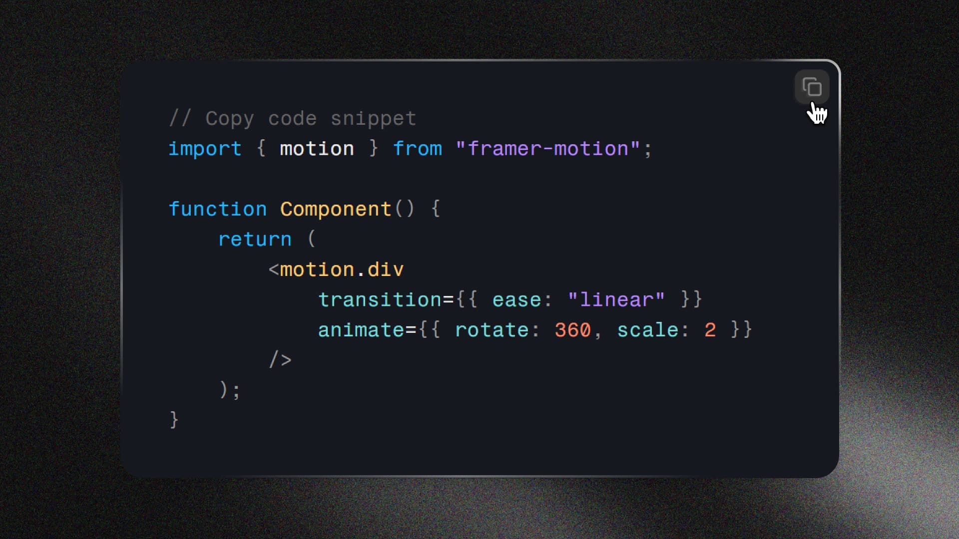 Copy button for code blocks